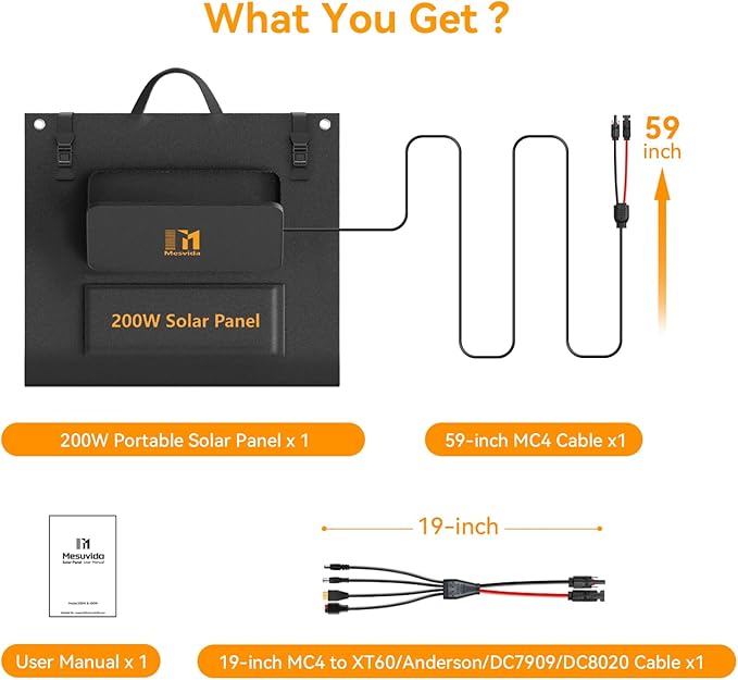 200 Watt Portable Folding Solar Panels IP68 Waterproof ETFE Coating 24V MC4 Output for Power Stations Solar Generator Camping Off-Grid RV Emergency Backup