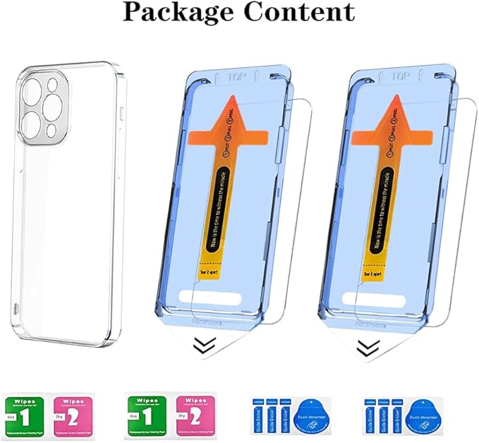 2 Pack Screen Protector for iPhone 16 Pro,Tempered Glass Auto Dust-Elimination,Auto-Alignment, Bubble Free, Easy Installation and Soft TPU Protective Case (iPhone 16 Pro)