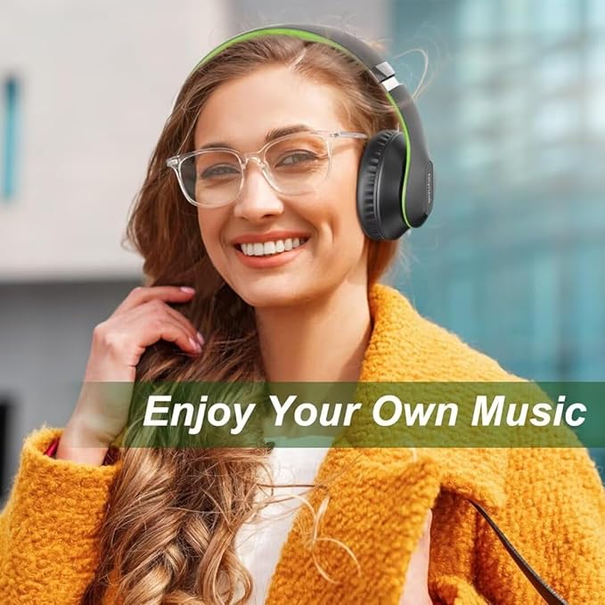 Wireless Bluetooth Headphones Over Ear, 65H Playtime HiFi Stereo Headset with Microphone and 6EQ Modes Foldable V5.3 Bluetooth Wireless Headphones for Travel Computer Laptop