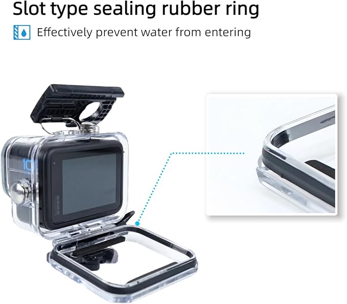 Waterproof Housing Case with 3Pack Filters for Go Pro Hero 13/12/11/10 9 Black,Protective Underwater Dive Shell Floating Stick Action Dive Accessory (Hero 13/12/11/10/9 Black case)