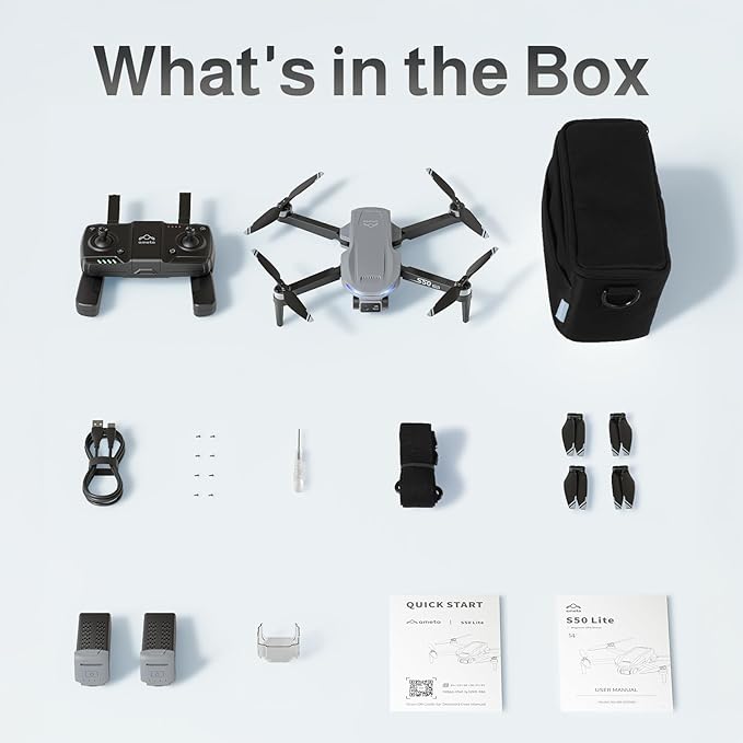 Ameta Drone with Camera 4K Professional with GPS, S50 Lite FPV Drone for Kids and Adults with Auto Return/ 50-Min Flight Time/Follow Me/Intelligent Mode/Gesture Control/ 1640 ft Range, Under 249g