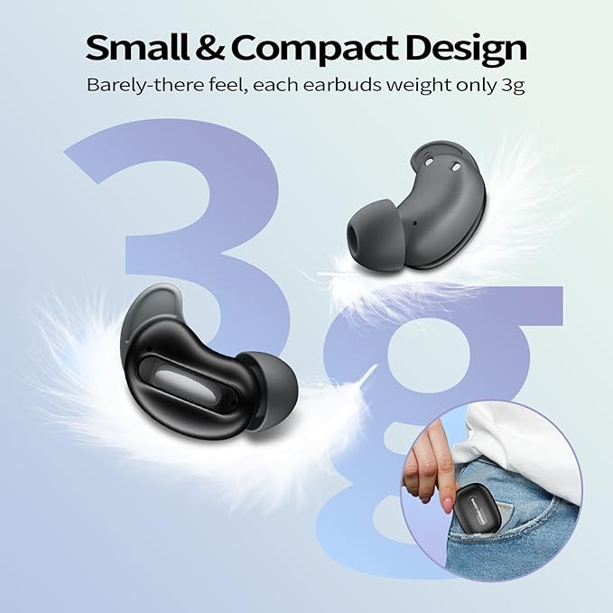 Sleep Earbuds, Mini ANC Wireless Earbuds Bluetooth 5.4 Headphones Deep Bass Stereo, 48H Playtime Ear Buds, 4 ENC Noise Cancelling Mic, In Ear IP7 Waterproof Earphones for Side Sleepers,Touch Control