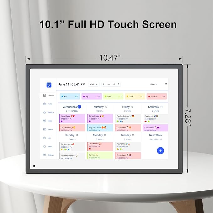 10.1 inch Wall Planner Digital Calendar & Chore Chart,Smart Touchscreen Interactive Display for Family Schedules,Hearth Display Digital Calendar,Electronic Picture Frame Share Moments from Anywhere