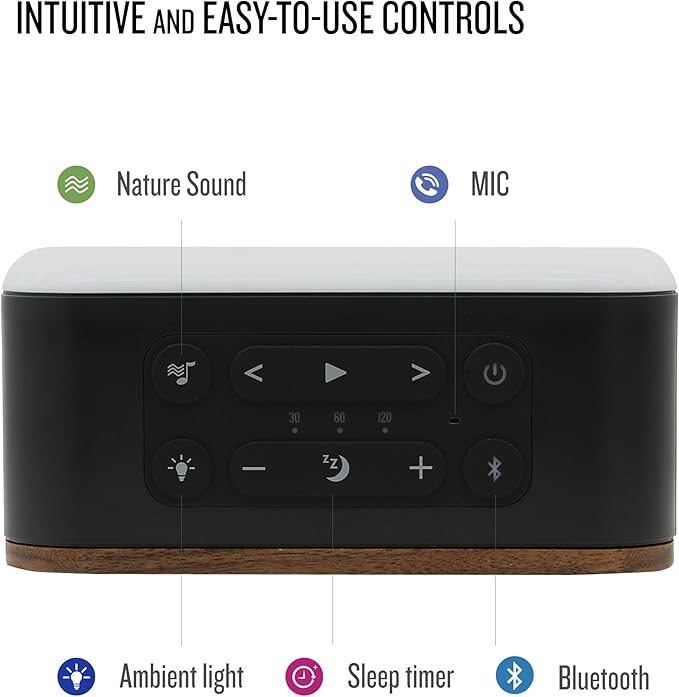 Sound Spot II SFQ-18: Portable Bluetooth Speaker with Powerful Bass, Nature Sounds, Ambient Light, and Speakerphone (Black)