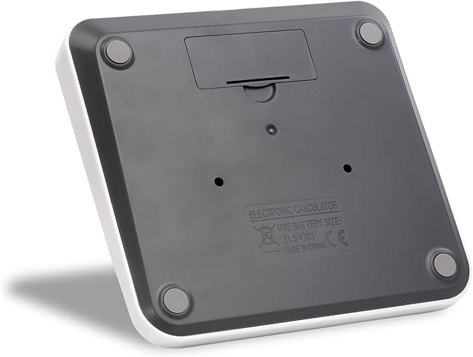 Standard Desktop Calculator, Dual Power (Solar & AA Battery), 14-Digit Large Display, Multifunctional Office Calculator (White)