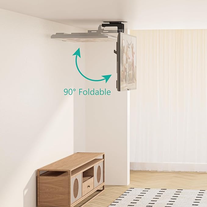 WALI Mount for Echo Show 21, Echo Show 15, Adjustable Ceiling Mount Saving Space, Echo Show 15 Under Cabinet Mount, Foldable Mounting Bracket for Echo Show 21, Holds up to 44lbs (FCM101), Black