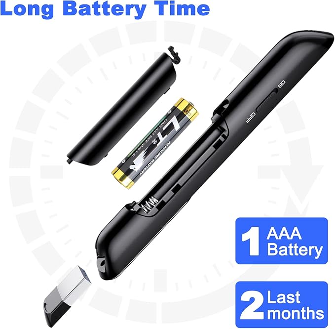 Wireless Presenter Remote Presentation Pointer Clicker with Hyperlink & Volume Control USB PowerPoint Slide Advancer