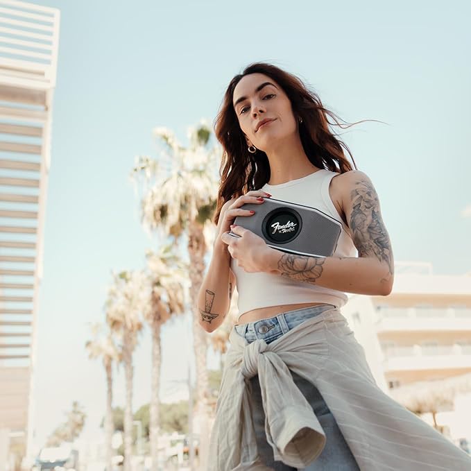 Fender x Teufel ROCKSTER GO 2 Portable Bluetooth Speaker – Powerful Sound, Rugged, Waterproof, 28 Hour Battery, Carrying Strap for Outdoors and Travel