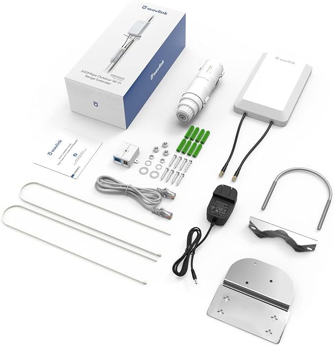 WAVLINK N300 Wireless Outdoor Access Point with PoE Powered, Waterproof, Outdoor Wi-Fi Extender Long Range with AP/Router/Repeater Modes, 11 dBi Directional Antennas