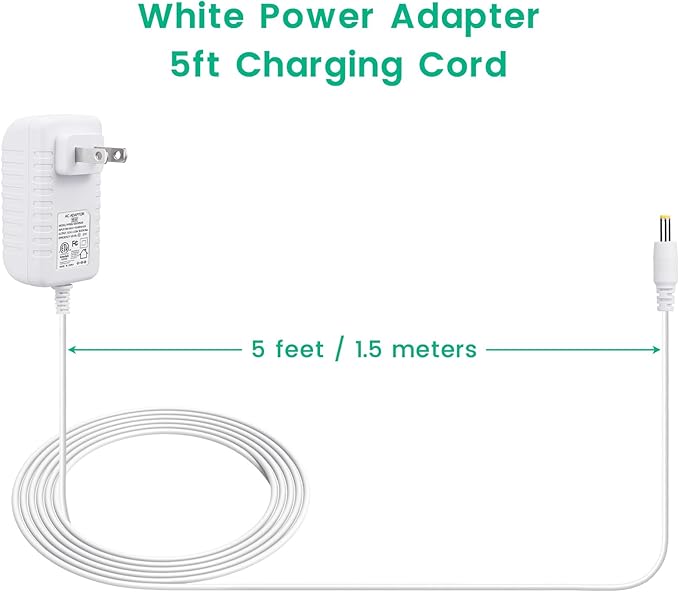 15W Power Cord Adapter for Echo Pop, Dot 5th Gen, Dot 4th, 3rd Generation, Kids Edition, TV Cube Smart Speakers - White Wall Charger Plug Long Cable, 5ft