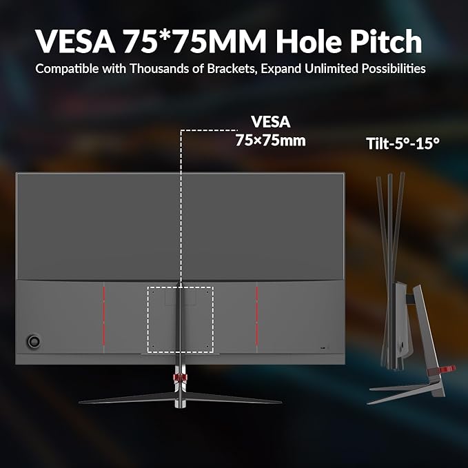 27 Inch Farmless Gaming Monitor, 240Hz 1ms FHD 1080P, 1500R VA Panel, FreeSync, 2X HDMI 1.4 & 2X DP 1.2, 100% sRGB, 90% DCI-P3, Frameless Design, VESA Mount, Metal Stand – Black