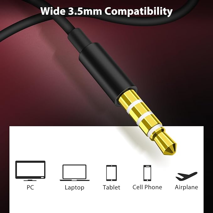 Jiunai 3.5mm Wired Earbuds Headphones School in Ear Built-in Mic Track Control Magnetic Noise Isolated Stereo S M L Ear Tips Tangle Free Earphone for iPhone iPad Android Tablet Travel Gradient Red