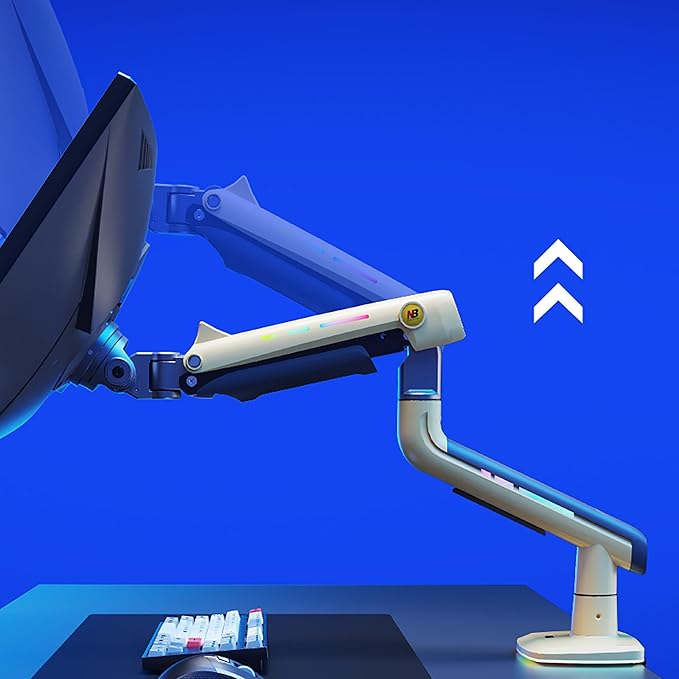 NB Gaming Monitor Arm or for 32 to 60 Inches Screen, Load up to 20 kg, VESA 75/100, RGB-Light, Heavy Duty, Multi Angle Adjustable, Premium Aluminum, Yellow