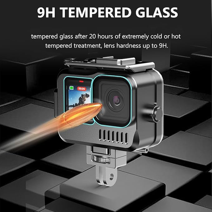 Aluminum Alloy Waterproof Case for GoPro Hero13/Hero12/Hero11/Hero10/Hero9 Black,40M/131FT Underwater Diving Housing Protective Shell for Hero13/12/11/10/9 Black Camera Accessories