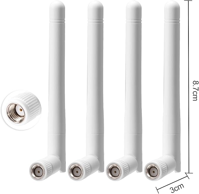 Bingfu External WiFi Antenna RP-SMA 2.4GHz 5GHz 5.8GHz 3dBi Dual Band Wireless Antennas Replacement (4-Pack) for WiFi Router Security IP Camera Access Point USB WiFi Adapter