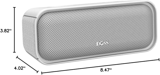 DOSS SoundBox Pro Bluetooth Speaker with 20W Stereo Sound, Active Extra Bass, IPX6 Waterproof, TWS Pairing, Multi-Colors Lights, 20H Playtime, Portable for Beach, Outdoor-Grey