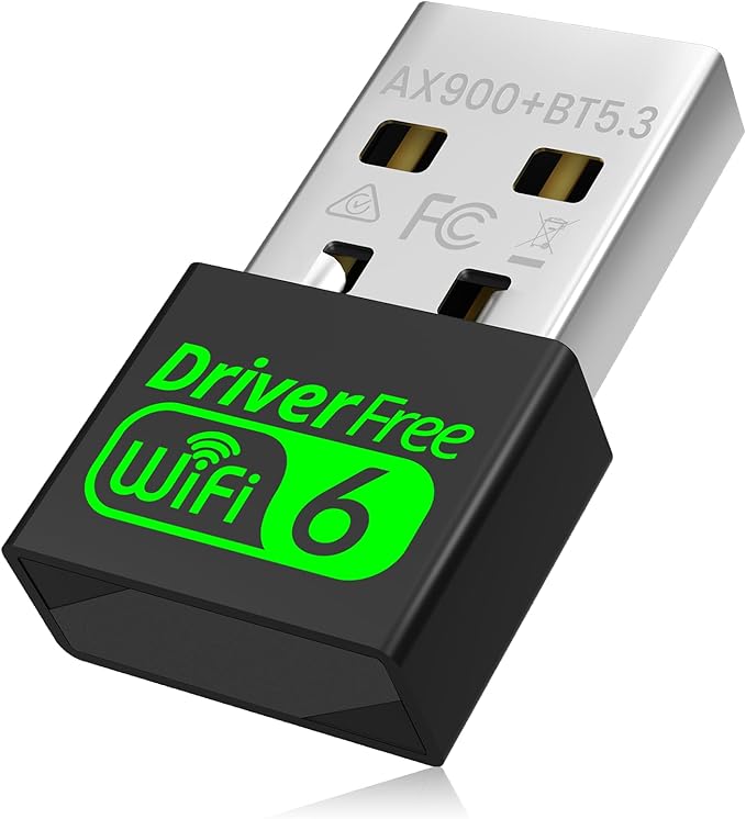 USB WiFi 6 Adapter for PC Desktop & Laptop, 900Mbps Dual Band 2.4/5GHz with Bluetooth 5.3, Nano Size Plug & Play, Windows 11/10 Driver-Free, Reconnect 7 Devices Simultaneously