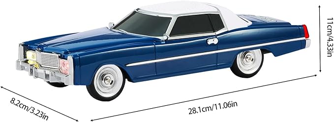 American Retro car Bluetooth Speaker, Mobile Wheel Retro car Model, HD Stereo, TWS Pairing, LED Ambient Light, Type-C Portable Charging, Home, Party, Camping Desktop Decoration (Blue)