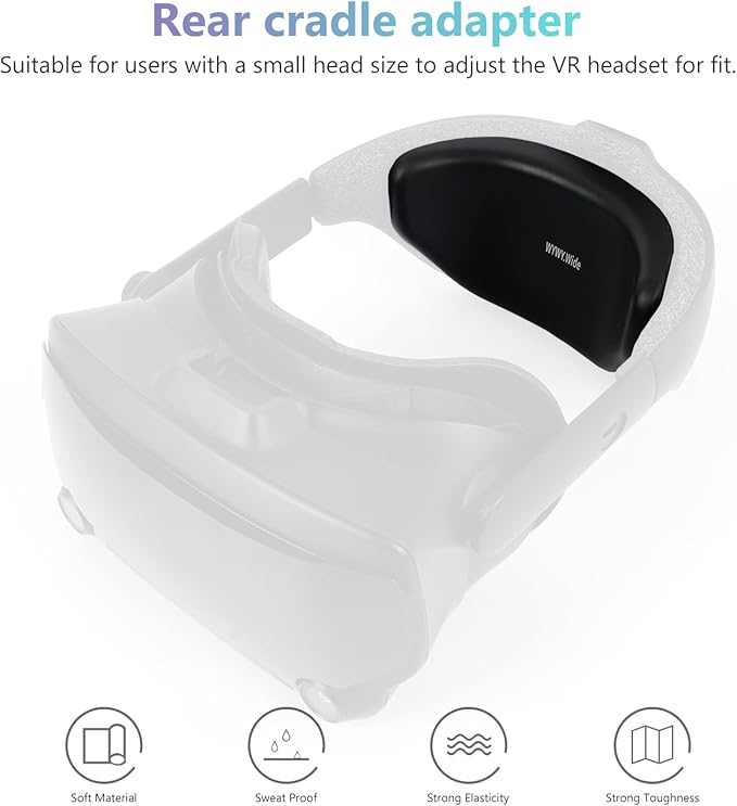 VR Headset Rear Cradle Adapter Compatible with Valve Index and HP Reverb G2 VR Headset, Soft Sponge Padding Back Sponge Pad Fit Small Head Black