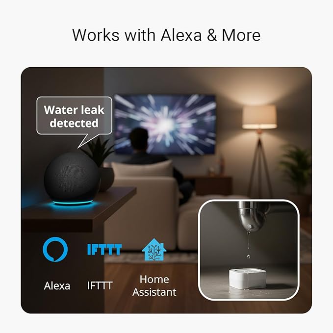 YoLink Water Leak Starter Kit: Hub + 4 Leak Sensor 4 (105 dB Siren), LoRa Long-Range, App/SMS/Email Alerts, D2D Offline, 2 AAA Up to 5-Year Battery, Works with Alexa/IFTTT/Home Assistant