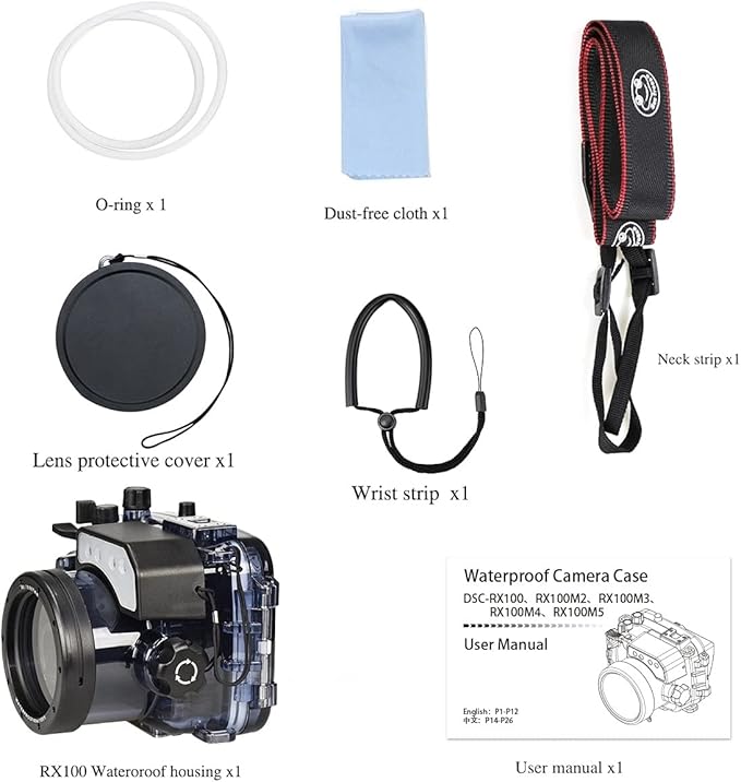 Sea Frogs Waterproof Camera Housing Compatible with Sony RX100 I-V IPX8 40m/130ft Maximum Diving Depth Underwater Camera Case for Diving, Surfing, Rowing, Skiing