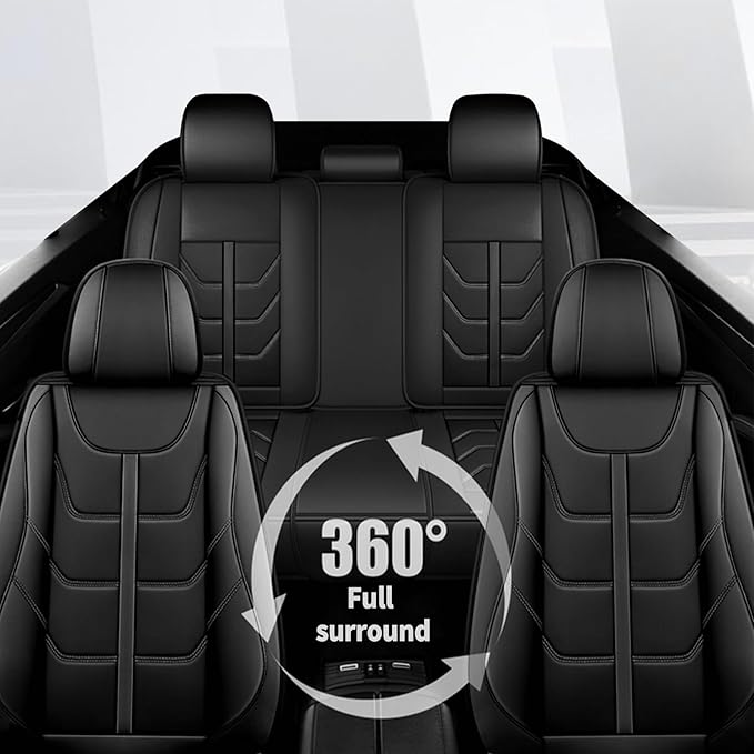 TTX LIGHTING Car Seat Covers Full Set Fit for Kia Sportage 2009-2026 Waterproof Leather 5 Seat Covers Automotive Seat Cushion Seat Protectors with Airbag Compatible (Black)