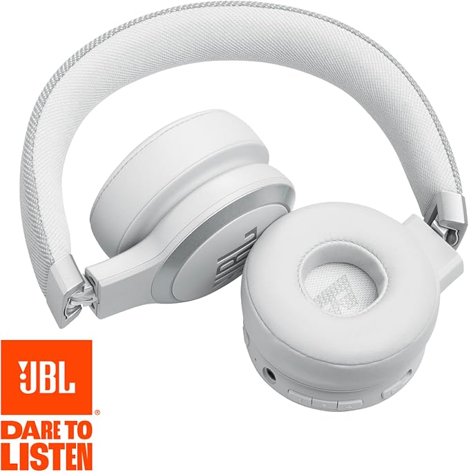 JBL Live 670NC - Wireless On-Ear Headphones with Adaptive Noise Cancelling with Smart Ambient, Up to 65H Battery Life with Speed Charge, Lightweight, Comfortable and Foldable Design (White)
