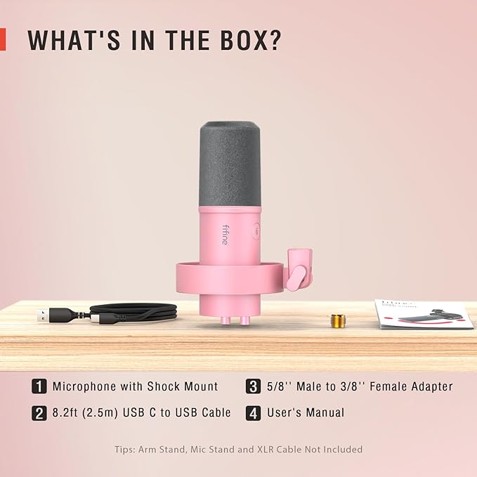 FIFINE XLR/USB Dynamic Microphone, Studio XLR Vocal Podcast Microphone for Recording, USB Streaming Mic with Mute Button, Gain Knob, Headphones Monitoring for Voice-Over, Video-Amplitank K688 Pink