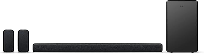 TCL 5.1ch Sound Bar with Wireless Subwoofer (Q6510, 2023 - Model), Dolby Audio, DTS Virtual:X, 430W, Built-in Center Channel Speaker, 2 Rear Surround Sound Speakers, Wall Mount / HDMI cable included