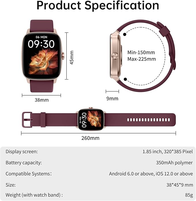 Smart Watches for Women Men with Bluetooth Call & AI Voice, 1.85" HD Fitness Tracker with Heart Rate SpO2 Sleep Monitor, 100+ Sports Modes Mini Games, IP68 Waterproof Smartwatch for Android iOS Phones