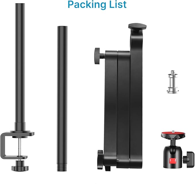 ULANZI Camera Desk Mount Stand with Flexible Arm, Overhead Mount, Articulated Arm with 360° Rotatable Ball Head, Aluminum Desk Mounting Stand for Ring Light/DSLR Camera/Webcam/Panel Light