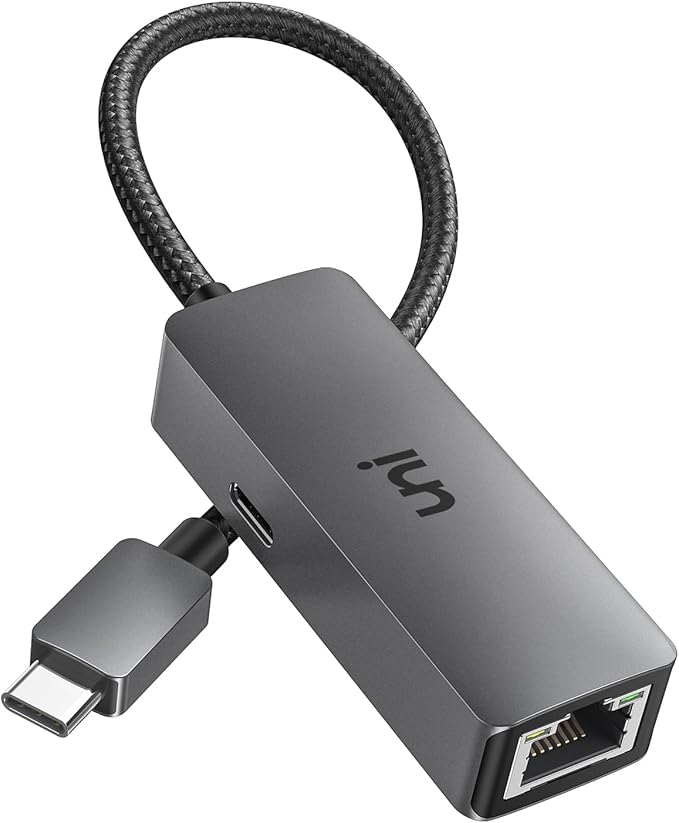 uni USB C to Ethernet Adapter with 100W Charging Port, RJ45 to USB C 1Gbps Type-C Gigabit Ethernet LAN Network Adapter Power Delivery PD for Laptop, MacBook Pro/Air, Dell XPS, Chromebook, Surface book