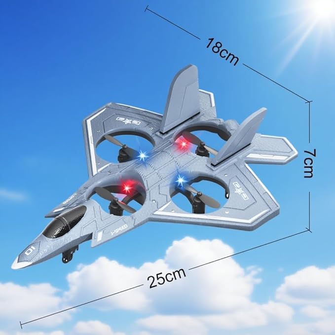 Foam RC Airplane for Kids and Beginners, Remote Control Plane Fighter Jet with Light, RC Helicopter Cool Lights Stunt Roll Hovering, Easy to Fly RC Aircraft Drone 360° Flip and 3 Batteries