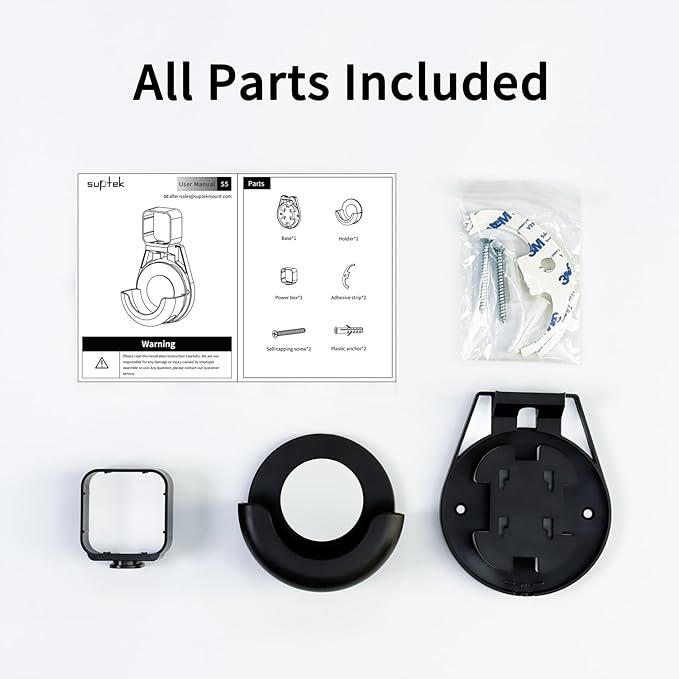 suptek Wall Mount Holder for Echo Dot 3rd Gen, Outlet Wall Mount Stand for Alexa, with Built-in Cable Management, Wall Screw or Stick-on Option, S5B