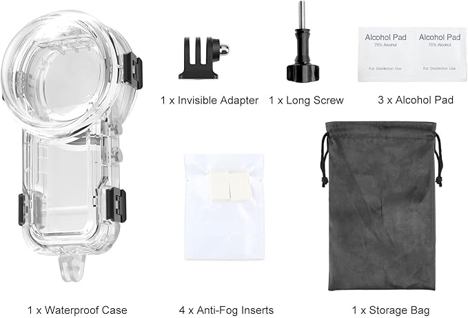 60M/196FT Invisible Diving Case for Insta360 X5 Underwater Waterproof Case Housing Shell for Insta 360 x5 Action Camera Protective Cover Accessories for Diving Surfing Swimming Skiing