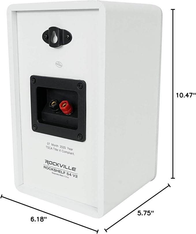 Rockville 2 RockShelf 54W 360w White 5.25"" Home Theater Bookshelf Speakers/4 Ohm, RockShelf 54W V2