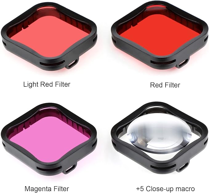 Waterproof Housing Case with Diving Filters for GoPro Hero 5 6 7 Black Hero (2018) Cameras - 45M Underwater Diving Housing Shell with Red/Light Red/Magenta / 5X Close-up Filters