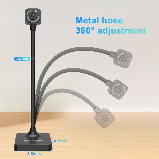 USB Document Camera for Teachers, Webcam for Distance Learning,Manual Focus Camera,with mic,Fold for Mac OS, Windows, Chromebook Compatible for Web Conferencing, Remote Teaching,Live Demo,visualizer