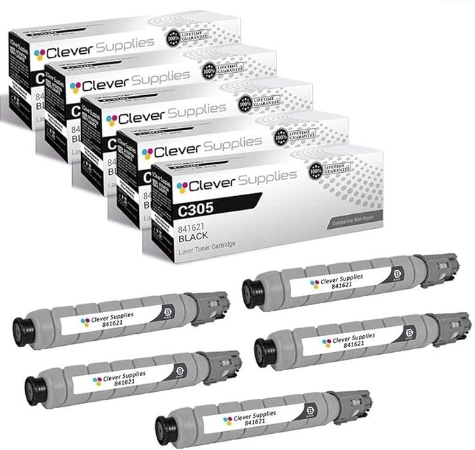 CS Replacement Toner Cartridge Compatible with Ricoh C305 841621 Black Color Laser Aficio MP C305 Aficio MP C305SPF 5 Black Set