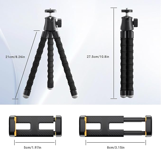 Flexible Phone Tripod with Zoom Wireless Remote for iPhone Video Recording, Mini Octopus Camera Stand for Content Creator, Bendable 360° Adjustable Phone Mount, Filming/Vlogging/YouTube/TikTok/Travel