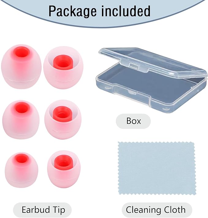 Earbud Replacement Tips Silicone Earbud Tips Earbud Covers Fit for in-Ear Headphones (Inner Hole 3.8mm -5.1mm) Eartips Earbud Rubber Tips 9 Pairs S/M/L, transparent/Red