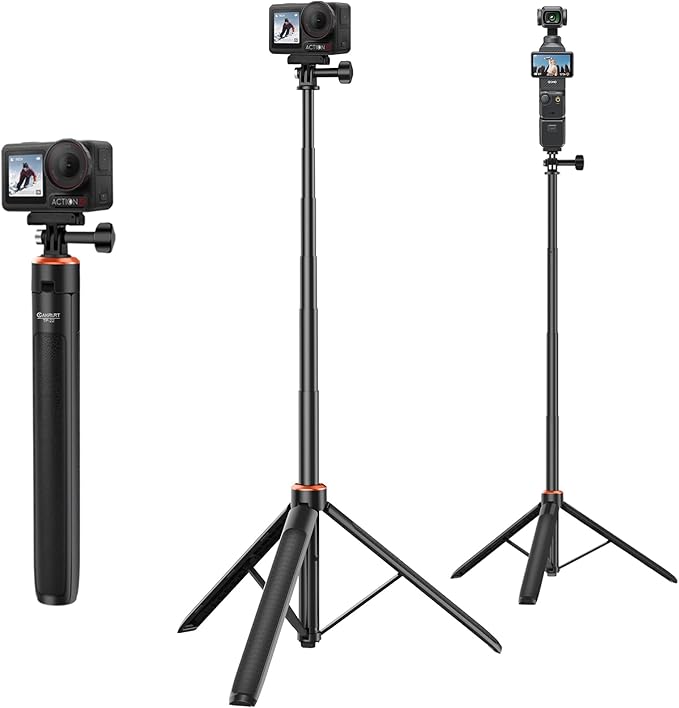 53.5" Osmo Action Selfie Stick Tripod for DJI Osmo Action 5 Pro, Osmo Action 4, Osmo Action 3, Osmo Nano - Extendable Travel Vlog Stand for DJI Osmo 360, DJI Osmo Pocket 3 - Osmo Action Accessories