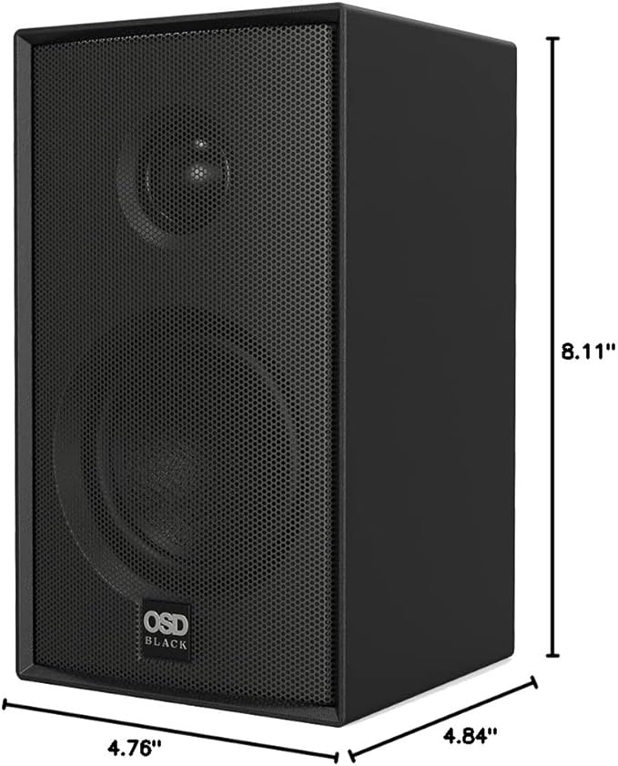 OSD Audio Nero MODQ2 Bookshelf Monitor Speakers 100W, 3” Glass Fiber Mid/Woofer, 1” Silk Dome Tweeter for Home Theaters, Desks, Gaming (Black, Pair)