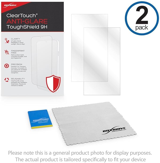 BoxWave Screen Protector Compatible With Amazon Echo Show (2nd Gen) - ClearTouch Anti-Glare ToughShield 9H (2-Pack), Anti-Glare 9H Tough Flexible Film Screen Protector