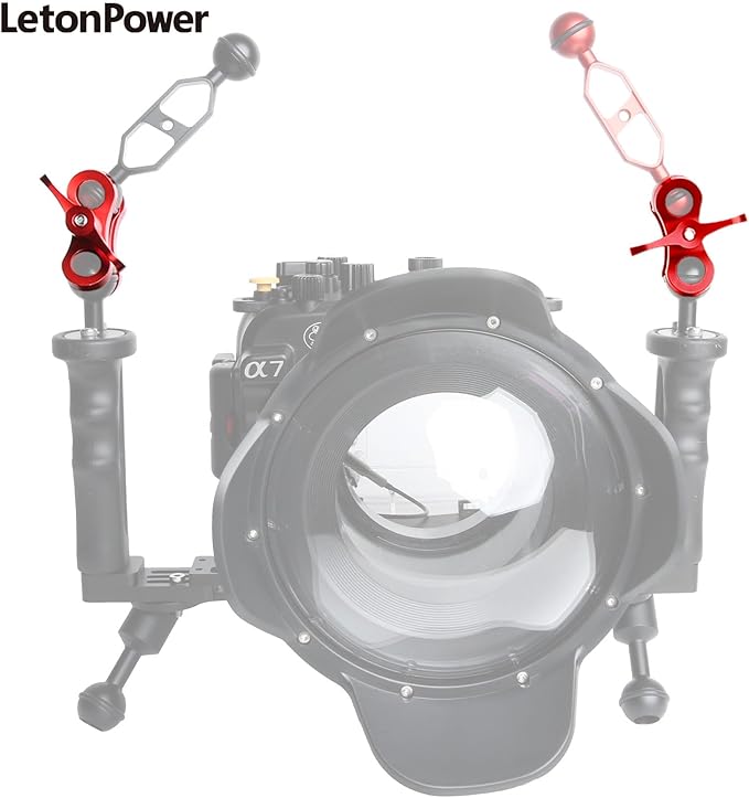 2-Hole 1" Aluminum Underwater Camera Clamp Ball Mount (2-Pack) - Underwater Bracket for Diving Light Arms & Camera Trays, Saltwater-Resistant Adapter for Scuba Photography/Videography Gear