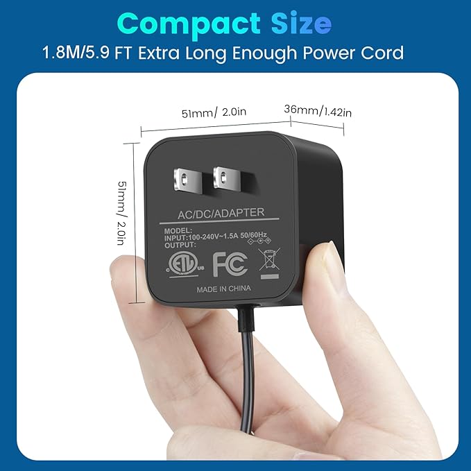 Amazon Echo Dot 3rd/4th Gen Power Adapter with Clock, Kids Edition, Show 5, Spot, Fire TV Cube AC/DC Adapter