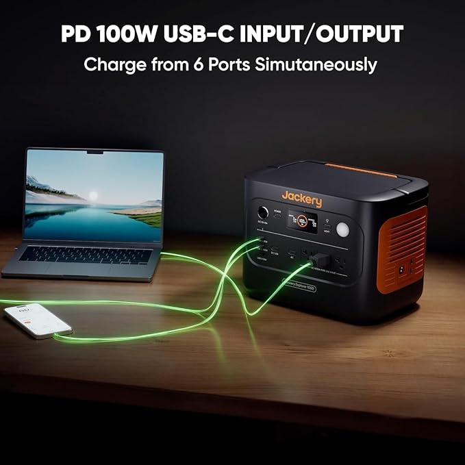 Jackery Solar Generator 1000 v2 with 2x100W Solar Panel,1070Wh Portable Power Station LiFePO4 Battery,1500W AC/100W USB-C Output,1Hr Fast Charge for Outdoor,Off-Grid Living,RV,Emergency