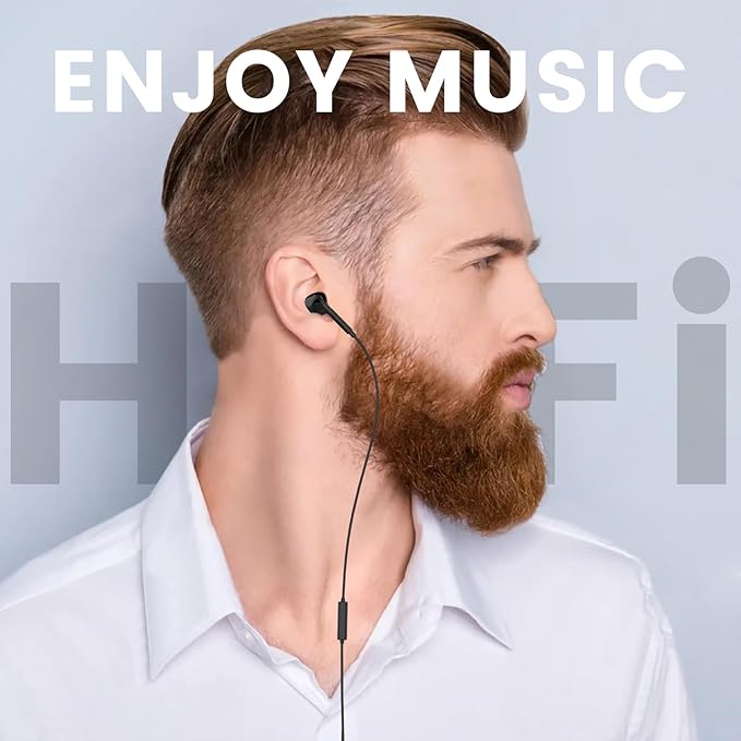 MOSWAG Wired Earbuds with Microphone, 3.5mm Jack in Ear Headphones with Microphone Suitable for Smartphones, Computers, Laptops, IPads, MP3 Players, Etc