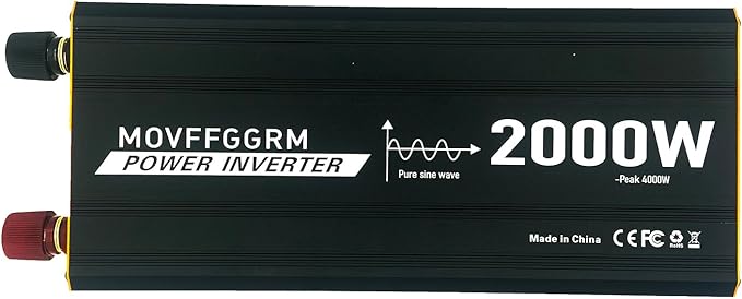 2000W Pure Sine Wave Power Inverter peak-4000 Watt,DC 12V to 110V,with 3xAC,USB Port,LCD Digital Display