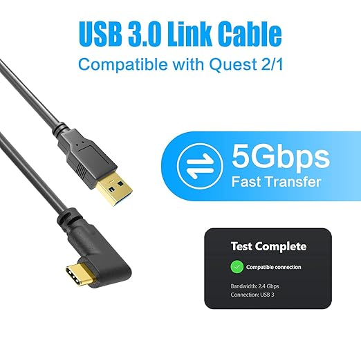 VR Link Cable 26ft,Compatible with Oculus Quest 2 Quest 3/Pro/Pico4 Accessories,USB 3.1 to Type-C for Meta/Quest 3/Steam VR Headset Gaming Connection PC,8M